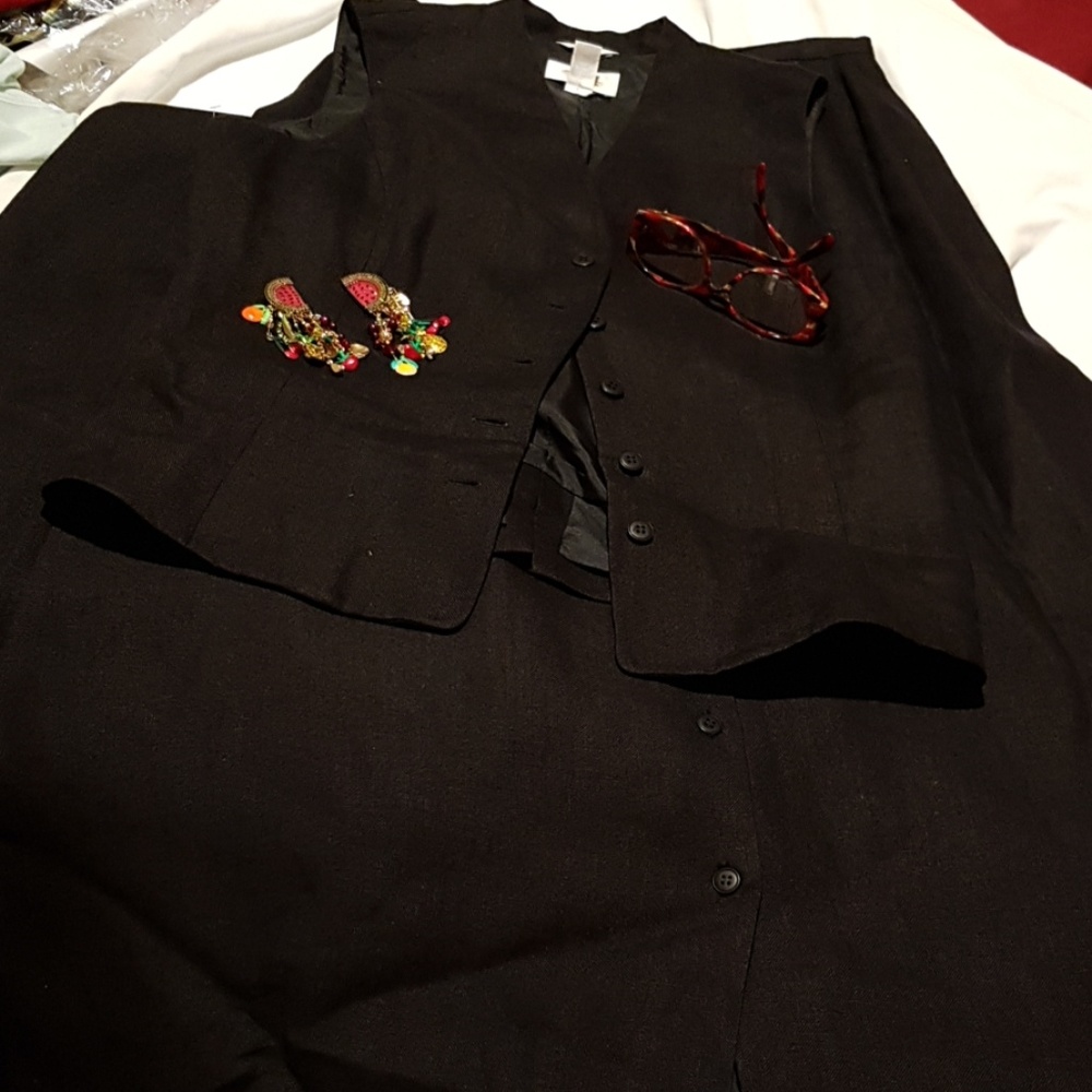 Talbots Irish Linen bleack 2 piece pant suit sz 10